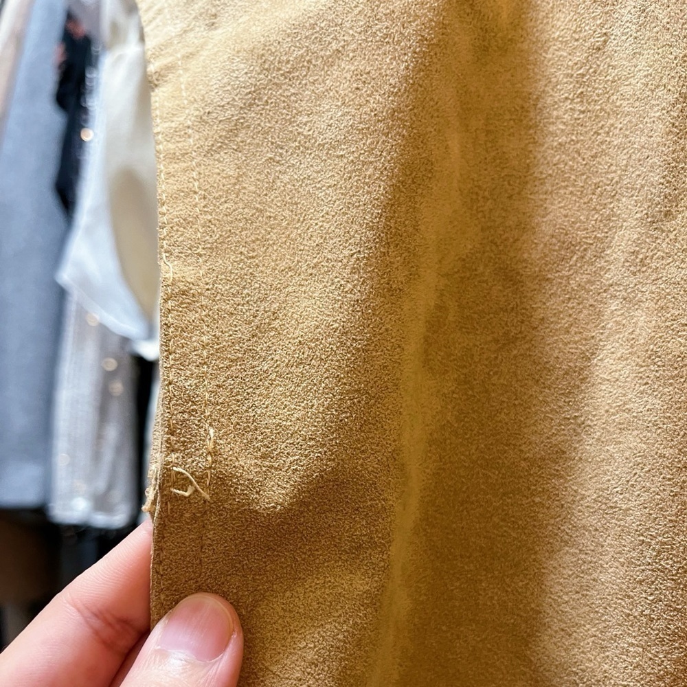 Ultrasuede Camel Dress Women’s S-M Tan Sleeveless Button-Down Midi Vintage - Picture 8 of 13